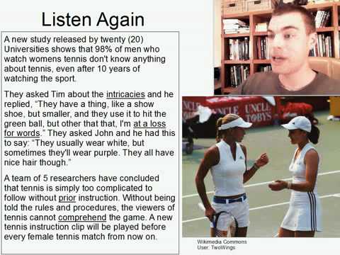 Intermediate Listening English Practice 12: Men Who Watch Womens Tennis Don't Know...