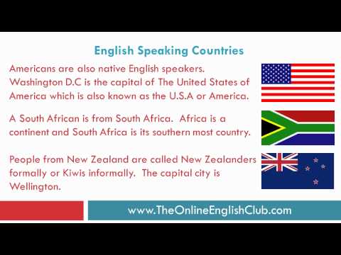 English Speaking Countries - Countries and nationalities