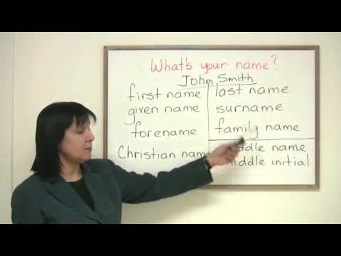 English Vocabulary   First name  Given name  Forename  What's your name