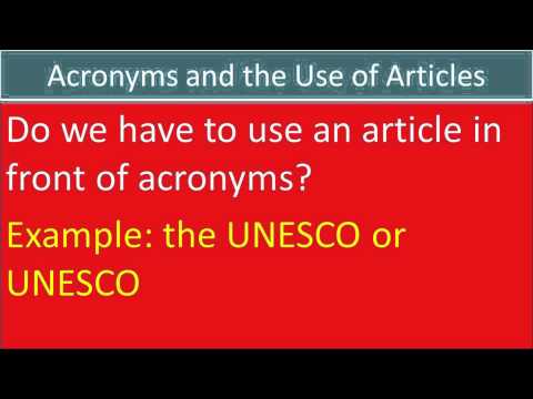 Advanced English Grammar: Articles in front of acronyms? LESSON 2