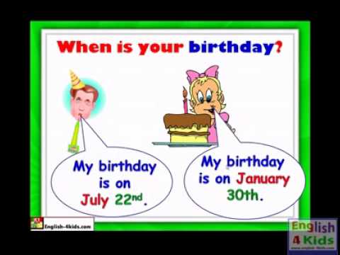 English for Kids,ESL Kids Lessons - Months of the year- January, February, December.flv